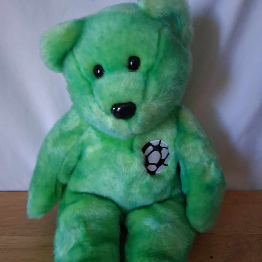 Green Plush Teddy Bear By TY - Picture 3 of 6